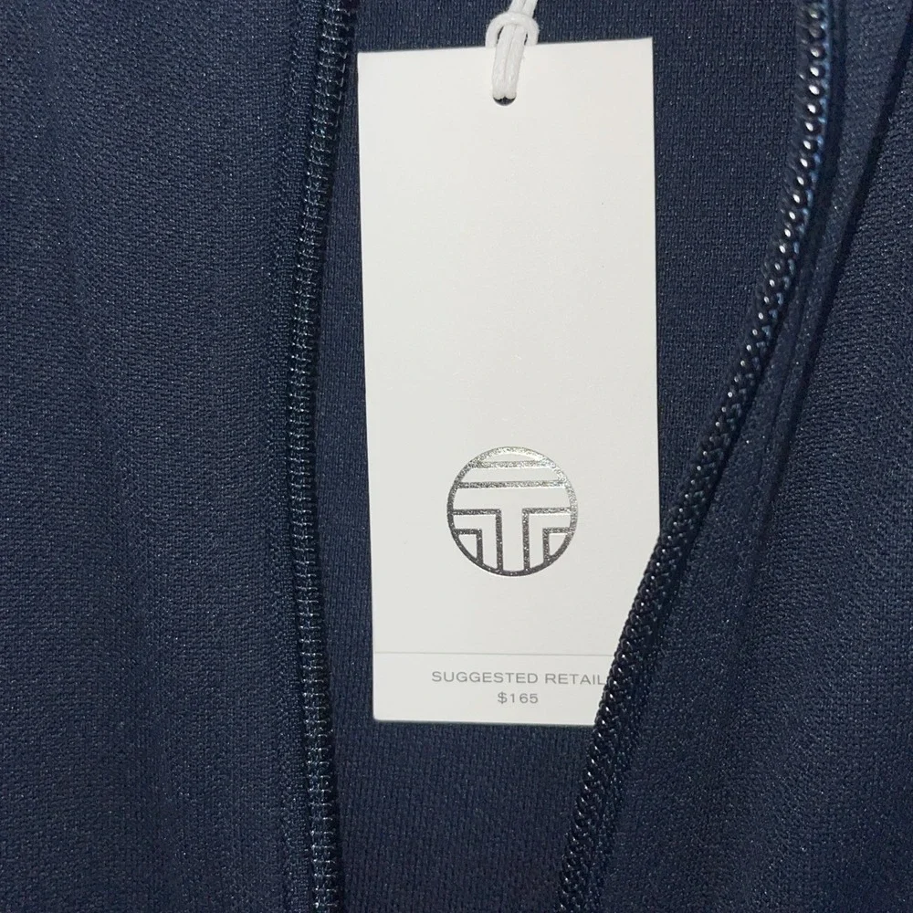 Tory Burch Sport Track Jacket Navy Blue Ivory White ColorBlock XL Full Zip